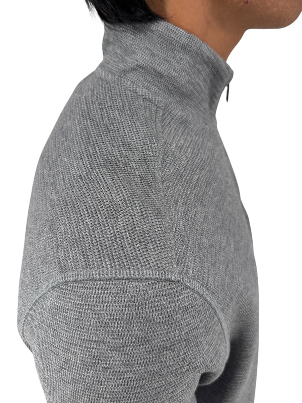 NWT BOSS Hugo Boss Gray Merino Wool Quarter Zip Sweater Mens L Regular Fit