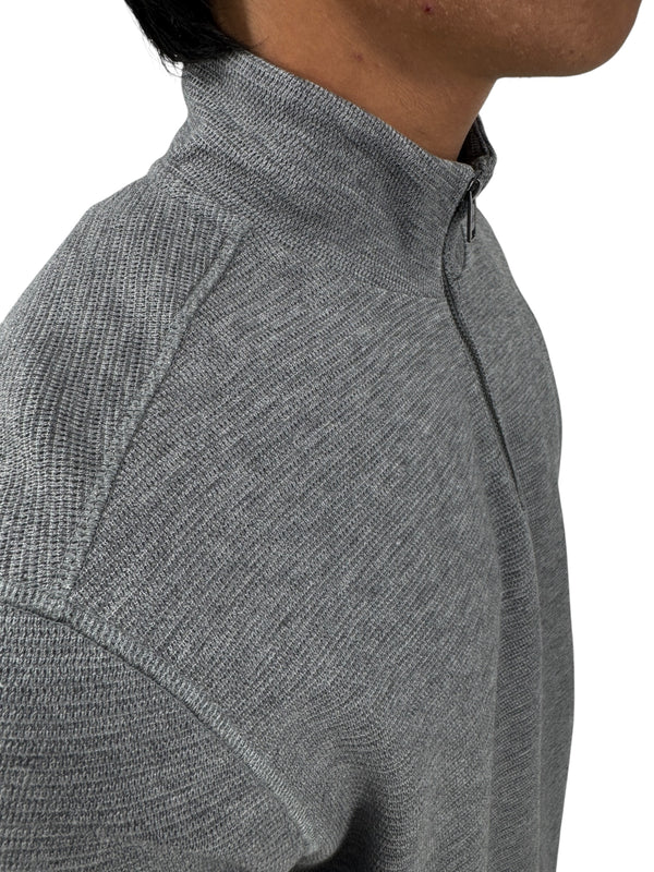 NWT BOSS Hugo Boss Gray Merino Wool Quarter Zip Sweater Mens L Regular Fit