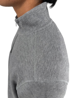 NWT BOSS Hugo Boss Gray Merino Wool Quarter Zip Sweater Mens L Regular Fit