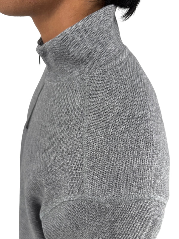 NWT BOSS Hugo Boss Gray Merino Wool Quarter Zip Sweater Mens L Regular Fit