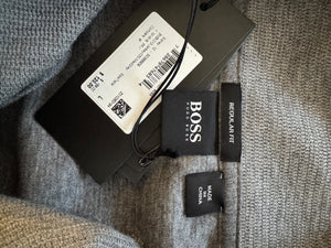 NWT BOSS Hugo Boss Gray Merino Wool Quarter Zip Sweater Mens L Regular Fit