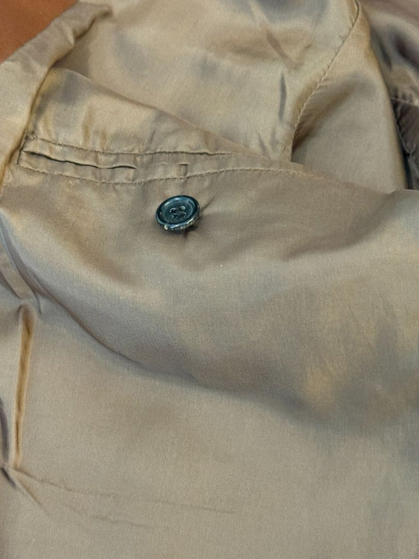 Prada Vintage Cognac Leather Silk-Lined Field Jacket Size 48 Made in Italy