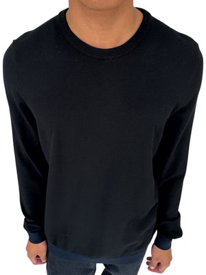 Armani Collezioni Black Merino Wool Crewneck Sweater Italy EU 54 US 3XL