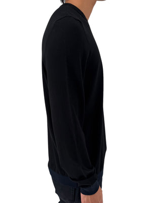 Armani Collezioni Black Merino Wool Crewneck Sweater Italy EU 54 US 3XL
