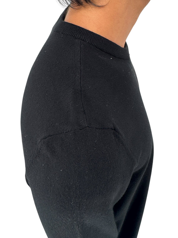 Armani Collezioni Black Merino Wool Crewneck Sweater Italy EU 54 US 3XL