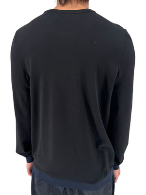 Armani Collezioni Black Merino Wool Crewneck Sweater Italy EU 54 US 3XL
