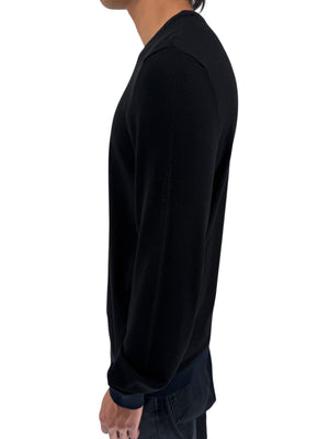 Armani Collezioni Black Merino Wool Crewneck Sweater Italy EU 54 US 3XL