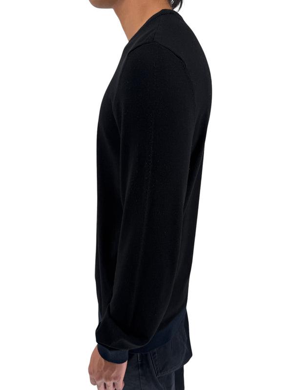 Armani Collezioni Black Merino Wool Crewneck Sweater Italy EU 54 US 3XL