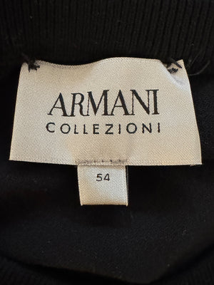 Armani Collezioni Black Merino Wool Crewneck Sweater Italy EU 54 US 3XL