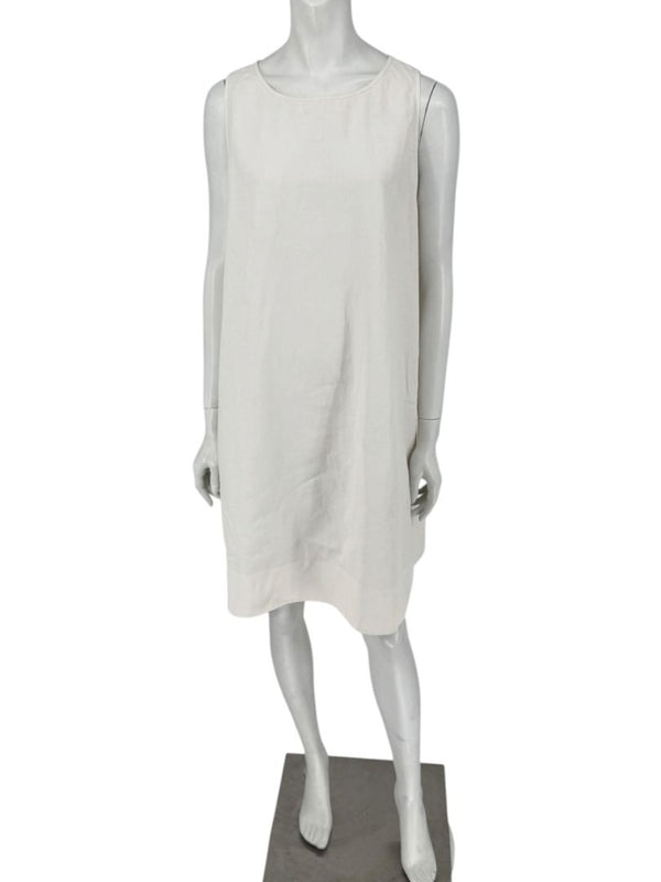 Lafayette 148 New York Sleeveless Linen Shift Dress – Ivory/Cream