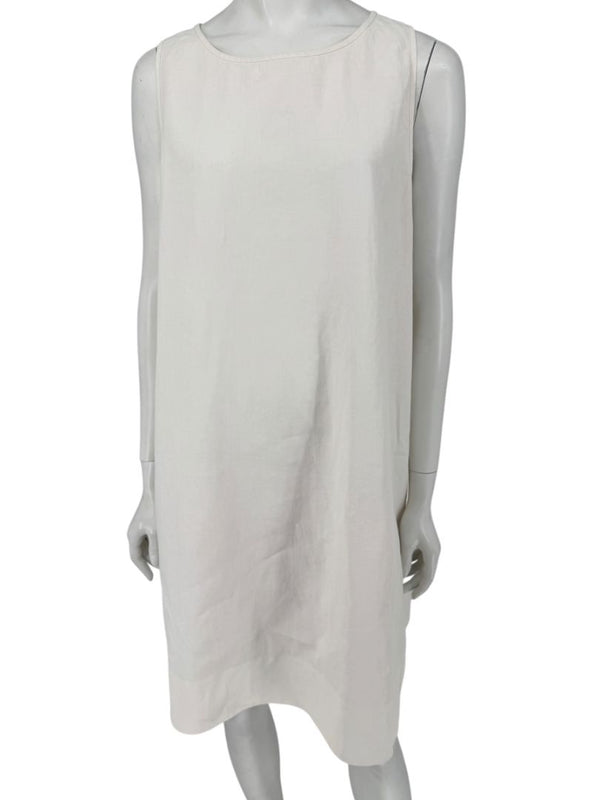 Lafayette 148 New York Sleeveless Linen Shift Dress – Ivory/Cream