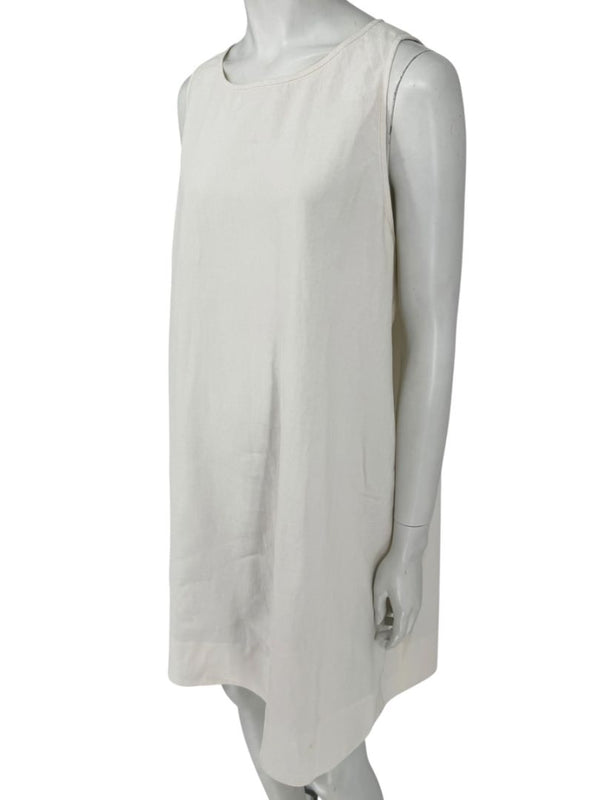 Lafayette 148 New York Sleeveless Linen Shift Dress – Ivory/Cream