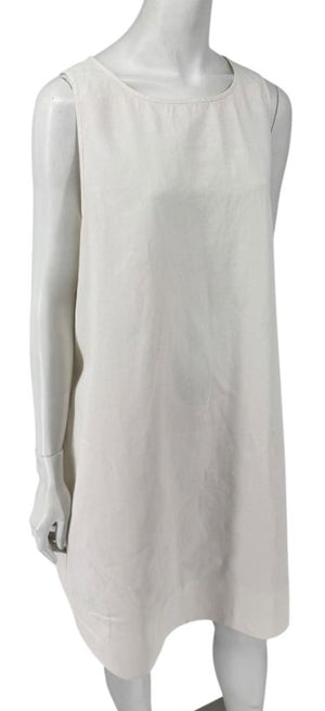 Lafayette 148 New York Sleeveless Linen Shift Dress – Ivory/Cream