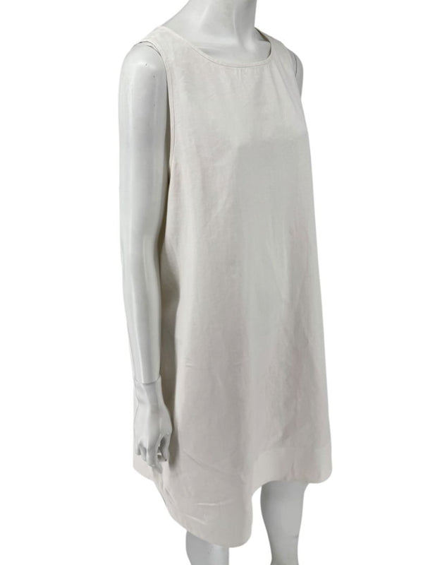 Lafayette 148 New York Sleeveless Linen Shift Dress – Ivory/Cream