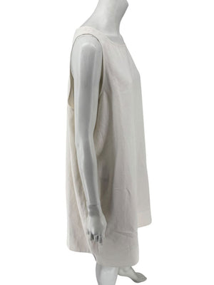 Lafayette 148 New York Sleeveless Linen Shift Dress – Ivory/Cream