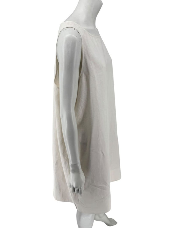 Lafayette 148 New York Sleeveless Linen Shift Dress – Ivory/Cream