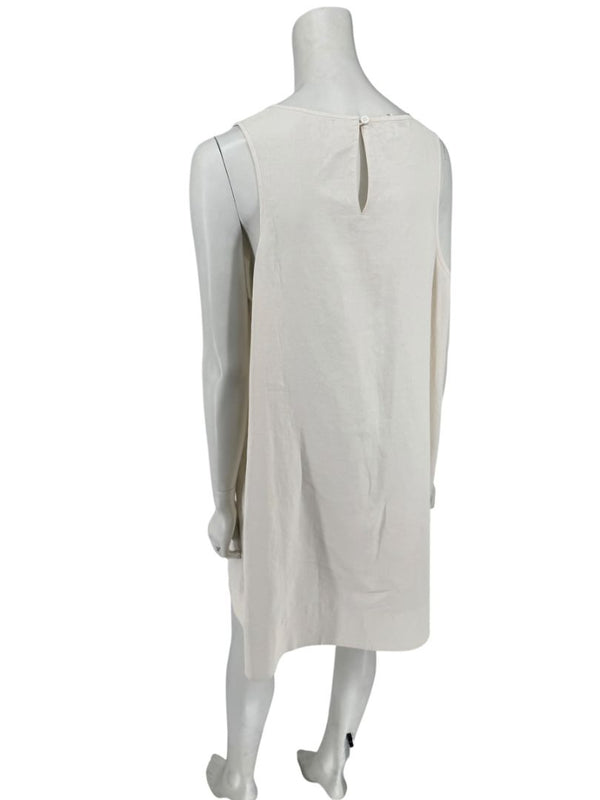 Lafayette 148 New York Sleeveless Linen Shift Dress – Ivory/Cream