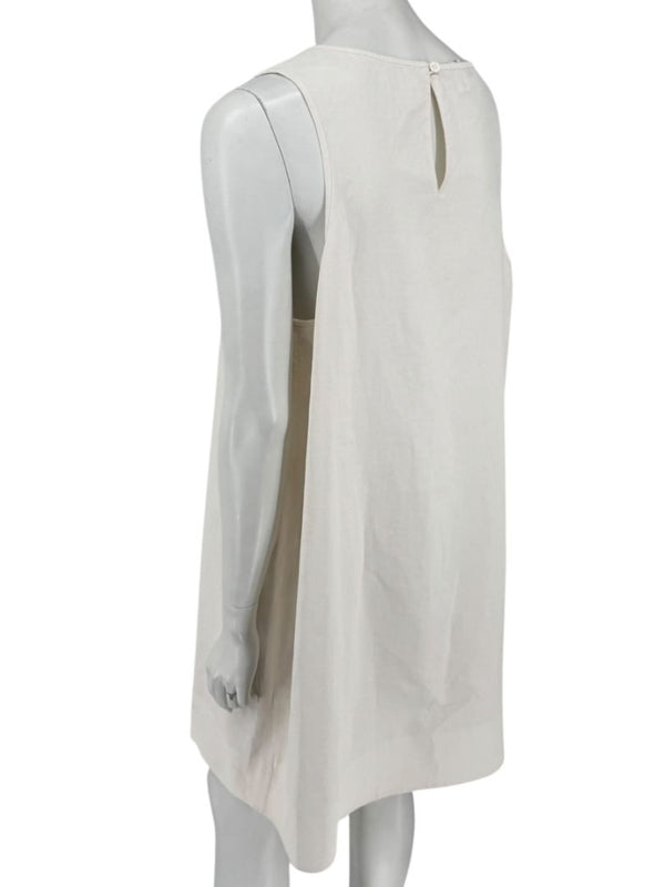 Lafayette 148 New York Sleeveless Linen Shift Dress – Ivory/Cream