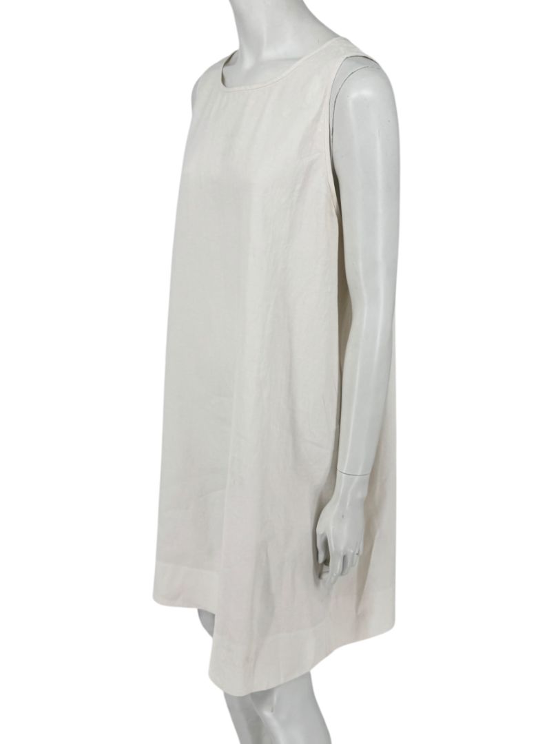 Lafayette 148 New York Sleeveless Linen Shift Dress – Ivory/Cream