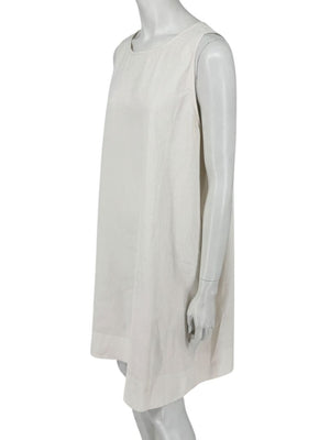 Lafayette 148 New York Sleeveless Linen Shift Dress – Ivory/Cream