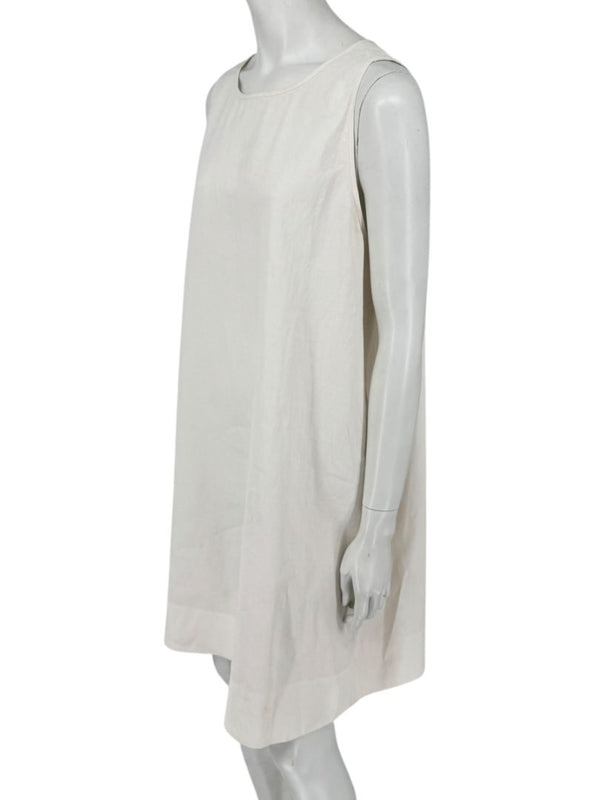 Lafayette 148 New York Sleeveless Linen Shift Dress – Ivory/Cream