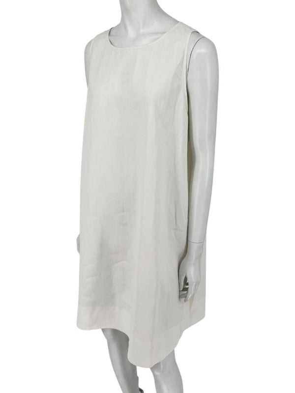Lafayette 148 New York Sleeveless Linen Shift Dress – Ivory/Cream