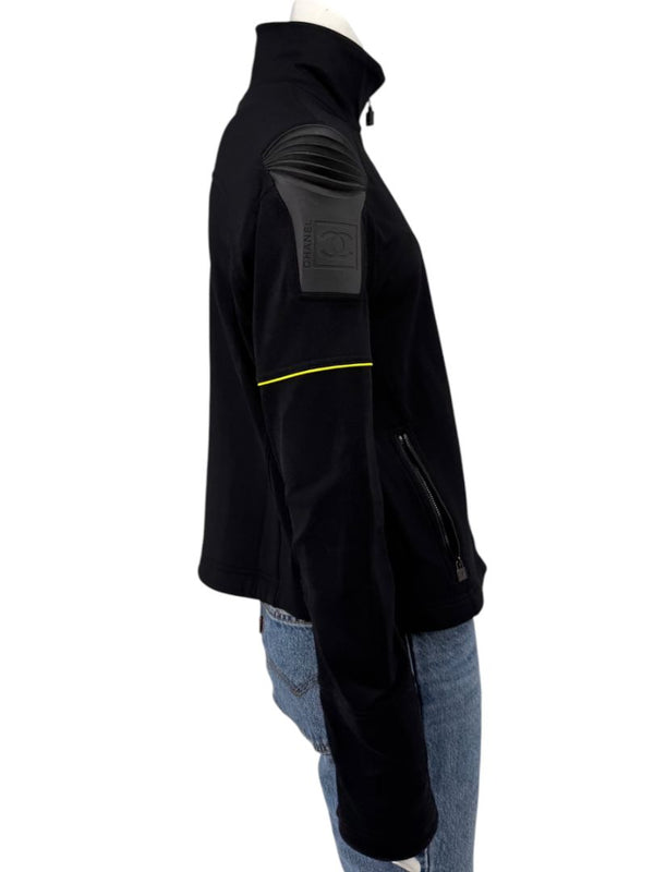2004 Chanel Sport Technical Zip Jacket with Rubberized CC Shoulder Panels – Size 44