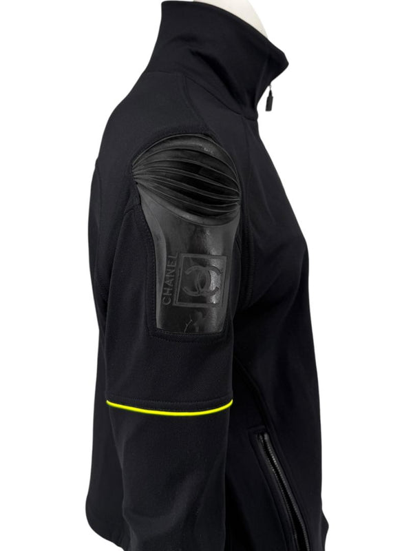 2004 Chanel Sport Technical Zip Jacket with Rubberized CC Shoulder Panels – Size 44
