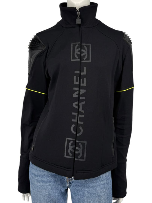 2004 Chanel Sport Technical Zip Jacket with Rubberized CC Shoulder Panels – Size 44