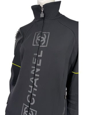 2004 Chanel Sport Technical Zip Jacket with Rubberized CC Shoulder Panels – Size 44