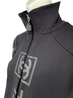 2004 Chanel Sport Technical Zip Jacket with Rubberized CC Shoulder Panels – Size 44