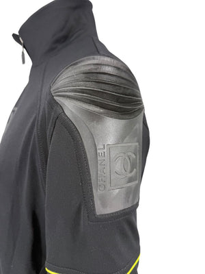 2004 Chanel Sport Technical Zip Jacket with Rubberized CC Shoulder Panels – Size 44