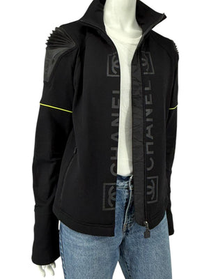 2004 Chanel Sport Technical Zip Jacket with Rubberized CC Shoulder Panels – Size 44