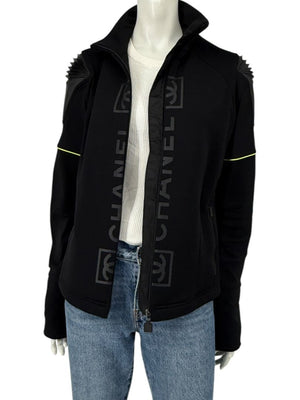 2004 Chanel Sport Technical Zip Jacket with Rubberized CC Shoulder Panels – Size 44