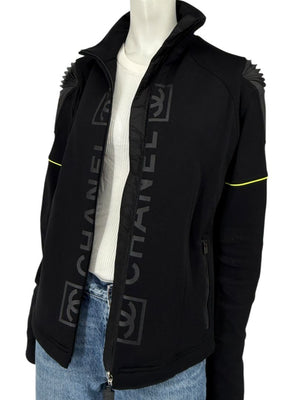 2004 Chanel Sport Technical Zip Jacket with Rubberized CC Shoulder Panels – Size 44