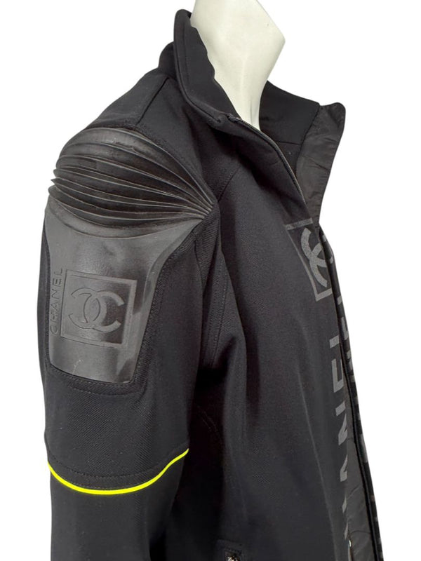 2004 Chanel Sport Technical Zip Jacket with Rubberized CC Shoulder Panels – Size 44