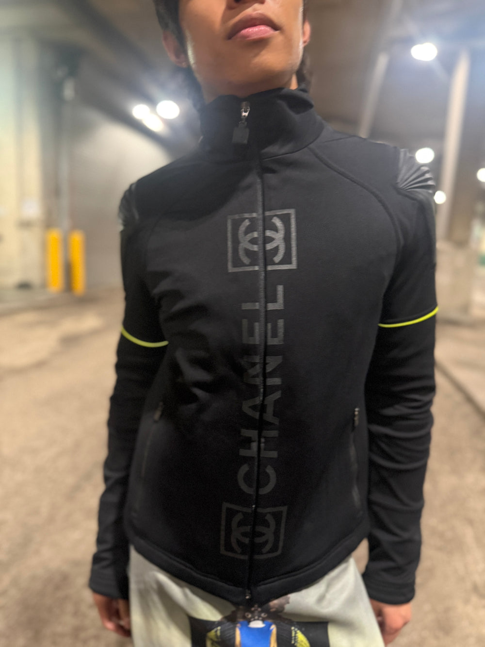 2004 Chanel Sport Technical Zip Jacket with Rubberized CC Shoulder Panels – Size 44