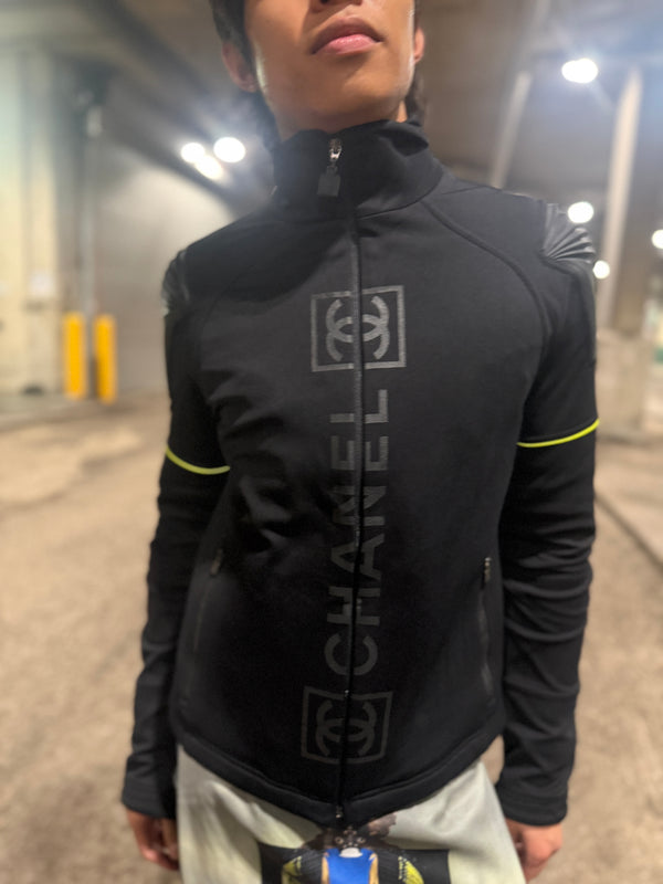 2004 Chanel Sport Technical Zip Jacket with Rubberized CC Shoulder Panels – Size 44
