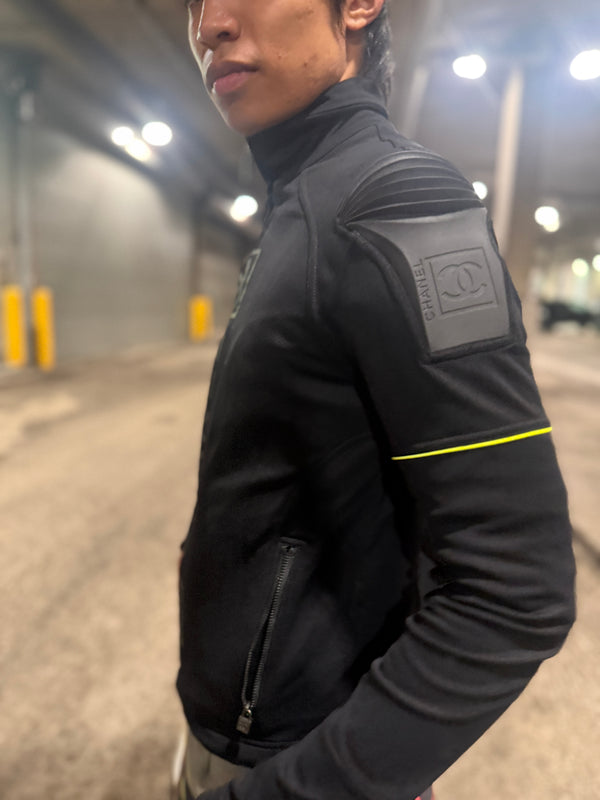 2004 Chanel Sport Technical Zip Jacket with Rubberized CC Shoulder Panels – Size 44