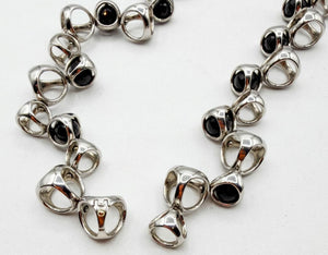 Di Modolo Sterling Silver Black Onyx Link Necklace & Openwork Earrings Set