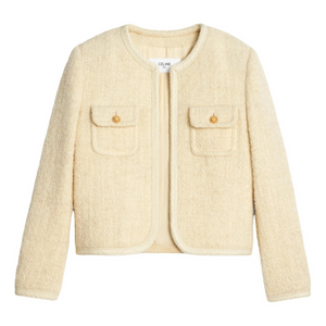 Celine “Chelsea” Ivory Tweed Jacket – Size FR 34