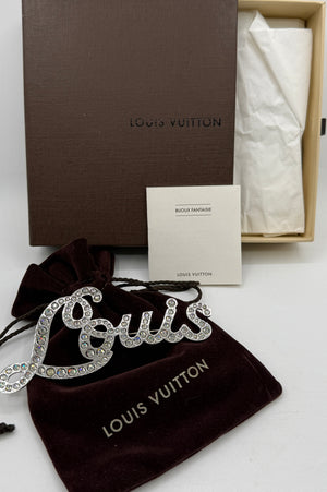 Louis Vuitton Oversized "Louis" Crystal Brooch w/box