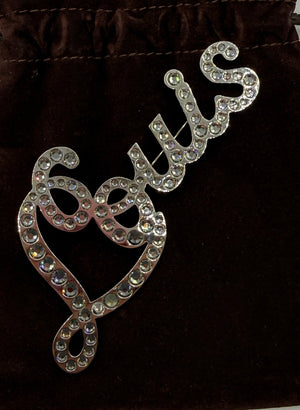 Louis Vuitton Oversized "Louis" Crystal Brooch w/box