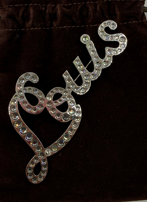 Louis Vuitton Oversized "Louis" Crystal Brooch w/box