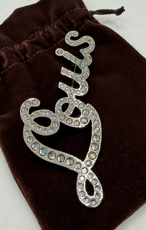 Louis Vuitton Oversized "Louis" Crystal Brooch w/box
