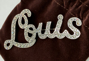 Louis Vuitton Oversized "Louis" Crystal Brooch w/box
