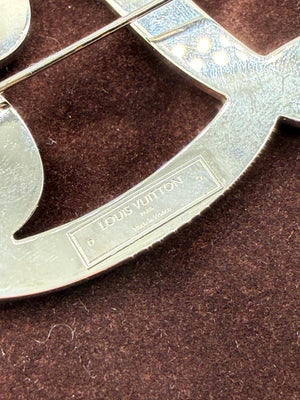 Louis Vuitton Oversized "Louis" Crystal Brooch w/box