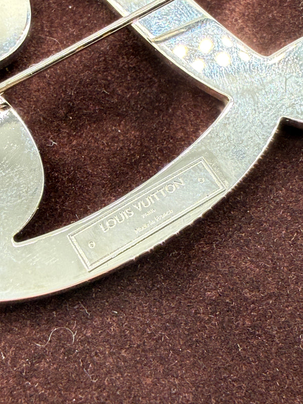 Louis Vuitton Oversized "Louis" Crystal Brooch w/box