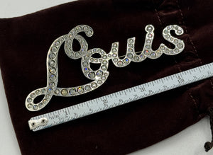 Louis Vuitton Oversized "Louis" Crystal Brooch w/box