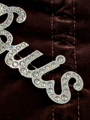 Louis Vuitton Oversized "Louis" Crystal Brooch w/box